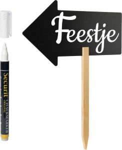 Merkloos Wegwijzer bord pijl op stok incl. witte krijtstift H54 cm Krijtborden