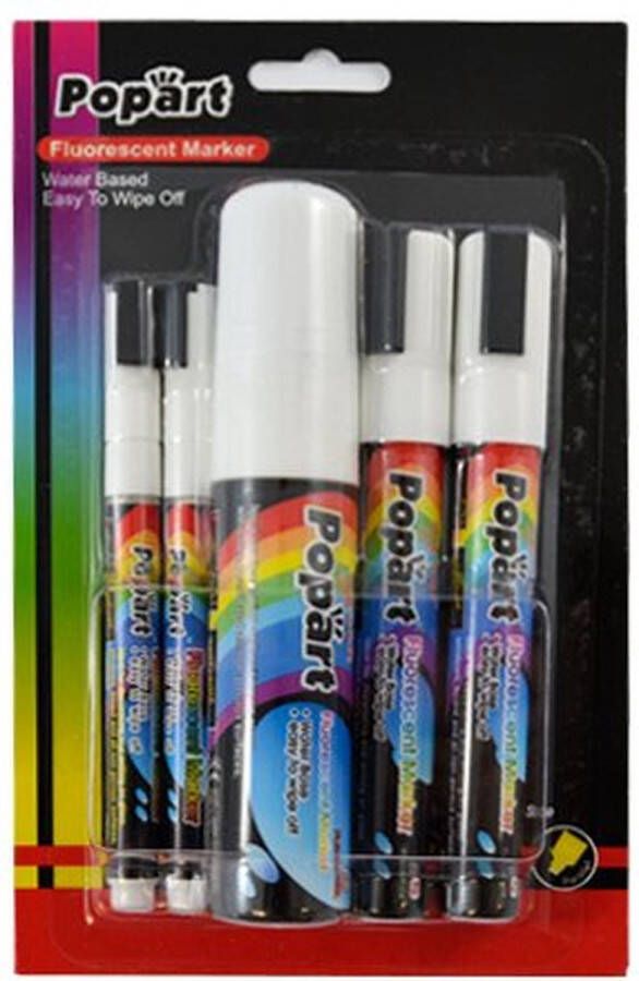 Krijtstiften Popart wit set 5 stuks met 2x3mm-2x5mm-1x15mm