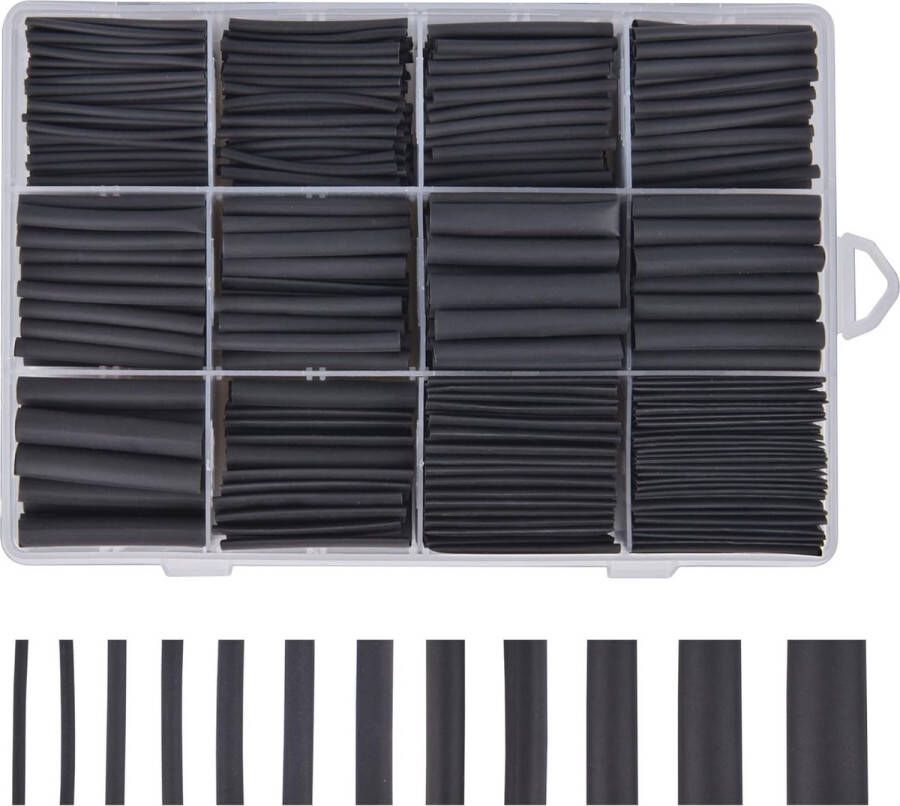 Krimpkous 625 Stuks Krimpkous Set Kabelschoen Krimpsok Zwart 8 Maten Kabelbinders Kabelschoen Soldeer Draad Connector Soldeersok