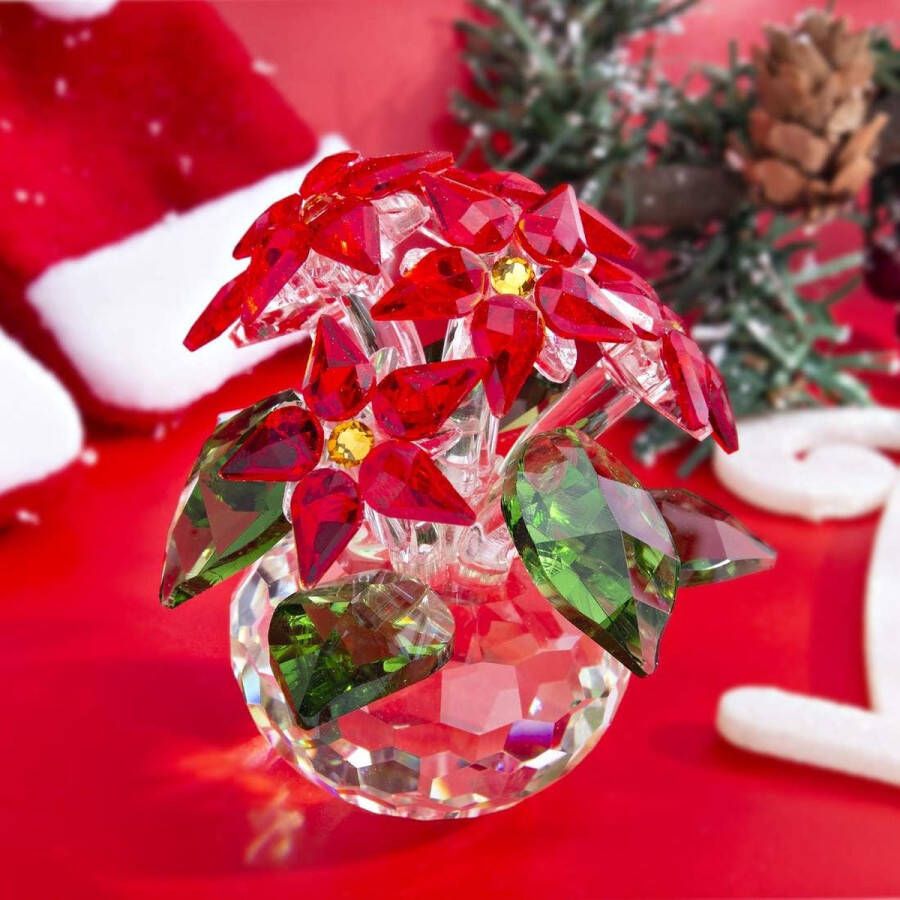 Kristallen kerstster figuren glas droom bloem ornament met geschenkdoos 6 bloemen