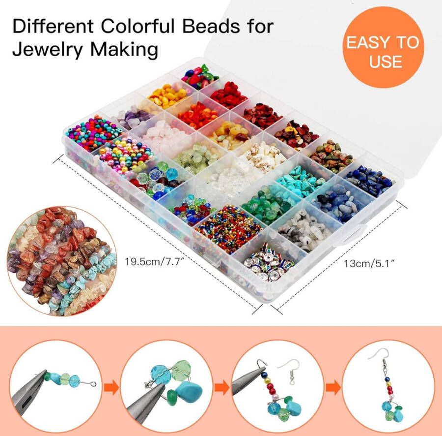 Kristallen onregelmatige chipkralen met afstandhouder stenen kits sieraden maken edelstenen tang pincet oor haak draad hangers springen ring elastische string voor doe-het-zelf sieraden