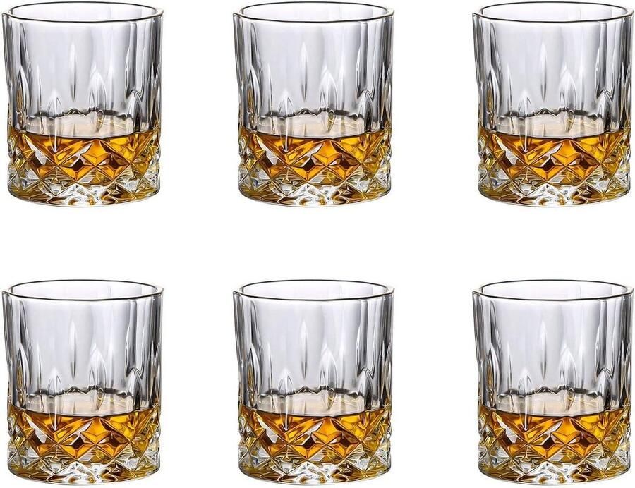 Kristallen whiskyglas ouderwetse whiskyglazen 325 ml unieke bar whiskyglazen voor whiskyglazen bourbon likeur en cocktaildrankjes set van 6