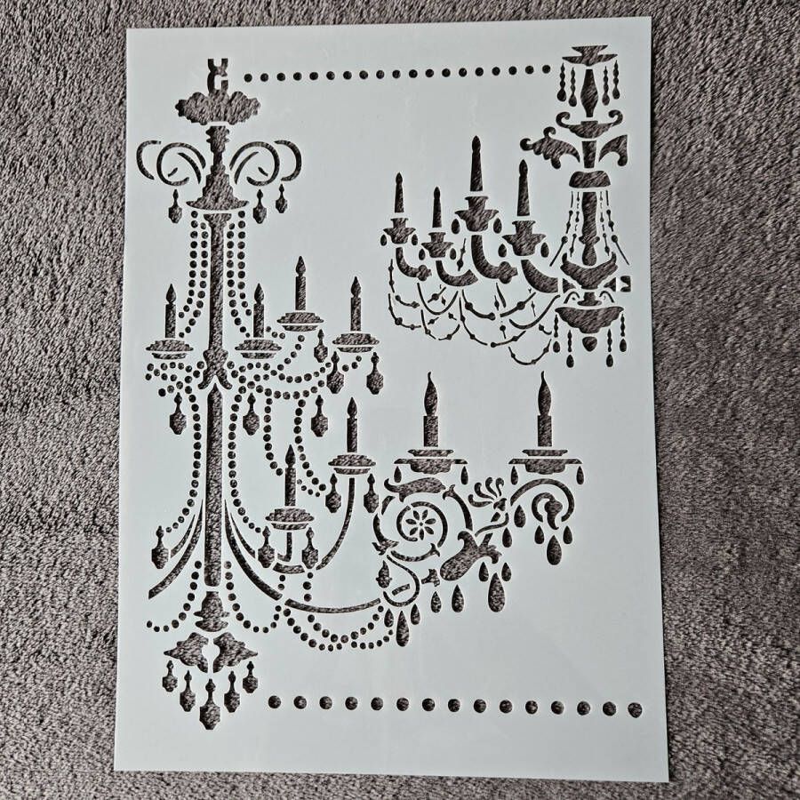 Kroonluchter hobby stencil A4 herbruikbaar kaarten maken scrapbooking knutselen