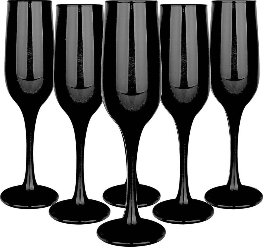 Krosno glazen 6-delige set 0 2 liter champagne prosecco glas kelk champagneglazen schuimwijnglazen zwart 6 x 200 ml