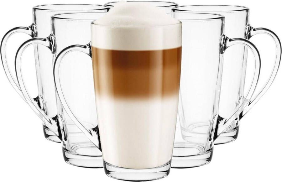 Krosno Latte Macchiato Glazen Set van Thee en Dessert Waterglazen Koffieglazen Glühweinglazen Ijskoffieglazen Glühweinkoppen Grogglazen 6X 400 Ml Cappuchino glazen