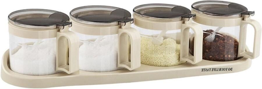 Kruidenboxset van glas 4 serveerlepels antislip basis luxe kruiderijfles kruidenpotset 10 oz per stuk lepelpot