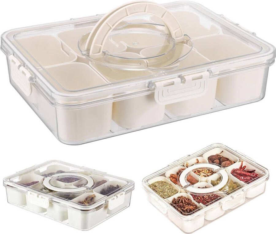 Kruidencontainers Gedeelde kruidencontainer met deksel Snackbord Dienblad voor chips en dip Groenten Snoep Snacks Kruiden
