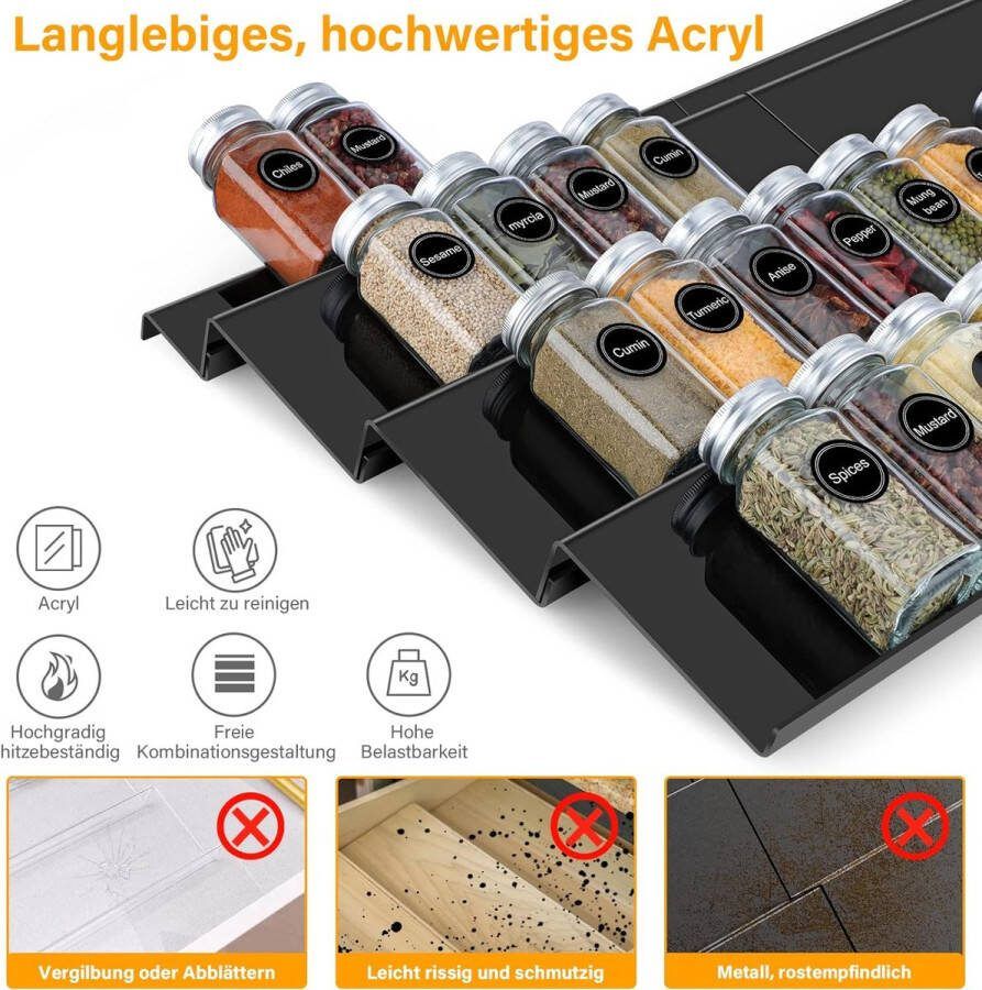 Kruidenlade lade-organizer voor specerijen van acryl vrij te combineren ruimtebesparend kruidenrek in de lade van 33 tot 26 inch (33 tot 26 cm) inzetstuk voor kruidenhouder lade