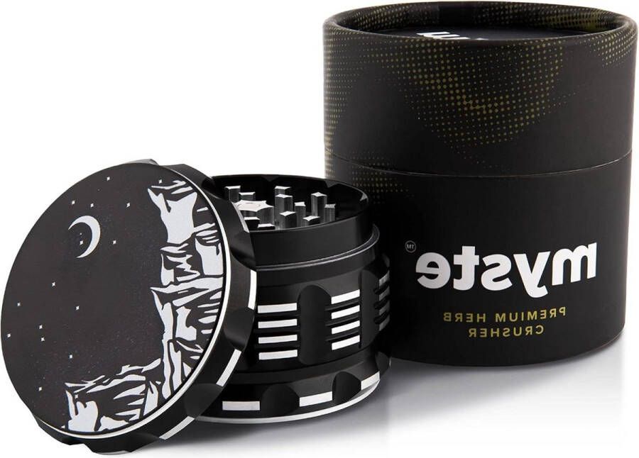 Kruidenmolen 63 mm groot met scherpe tanden en schraper 4-delig magnetisch deksel premium kruidenmolen cruncher geschenkverpakking