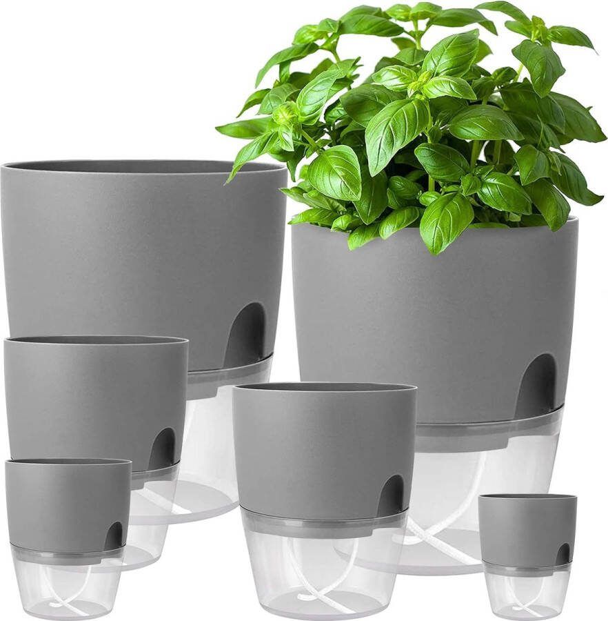 Kruidenpot keukenset vensterbank zelfbewaterend set van 6 kruidentuin voor de keuken 23 5 15 3 10 5 8 2 cm voor verse keukenkruiden grijs
