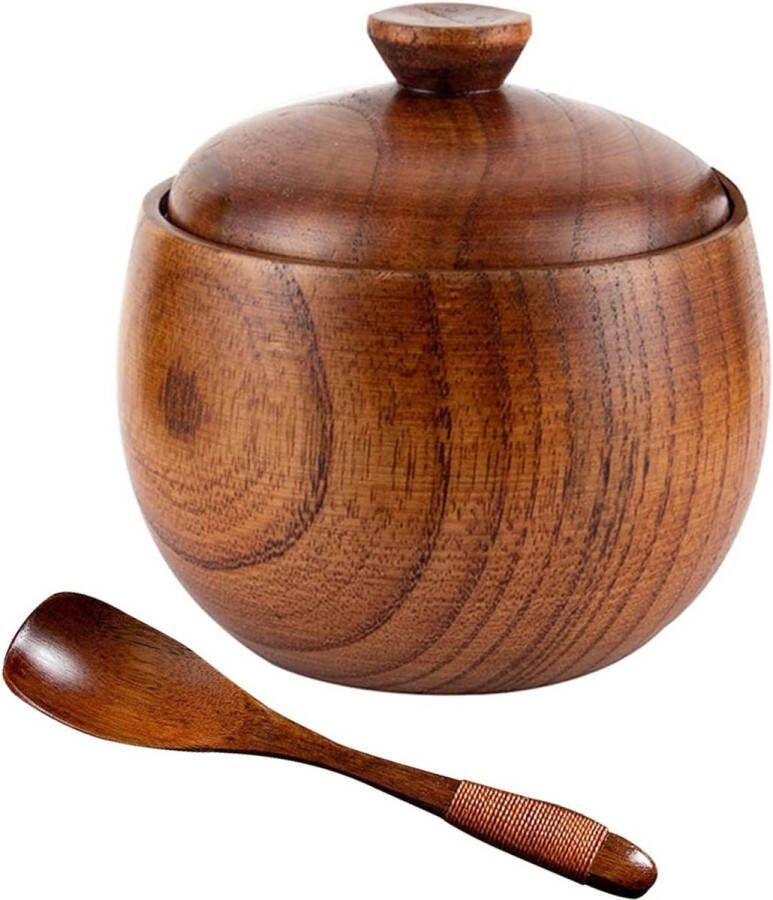 Kruidenpotje ronde kruidenpotjes kruidenpotje suikerpot met deksel lepel hout kruidenpotje keukengereedschap zout voorraaddoos keuken suikerpot zoutvaatje box kruidenpot suikerpot