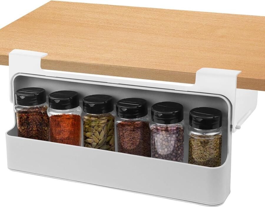 Kruidenpotjes kruidenorganizer kruidenrek set lade uittrekbaar met 6 kruidenpotjes leeg kruidenrek om op te hangen te plakken keukenaccessoires rek kruidenrek kruidenhouder kast