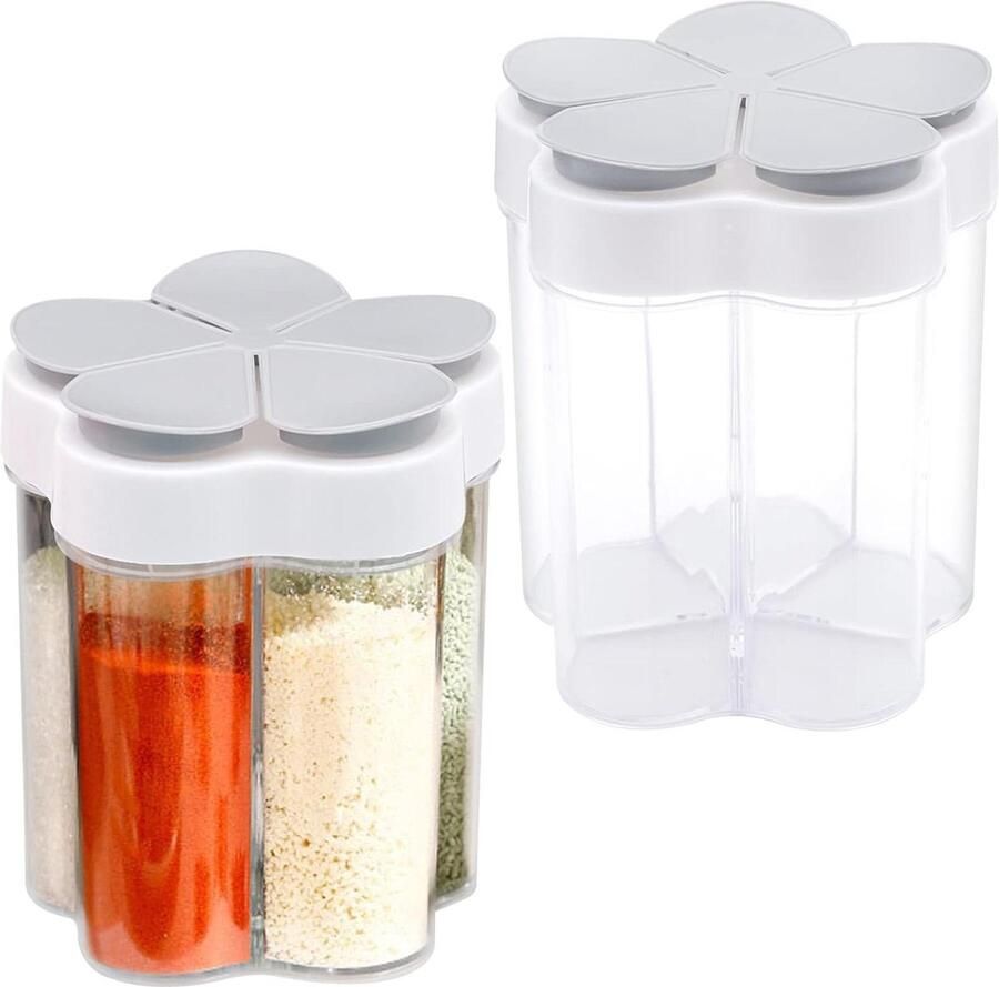 Kruidenpotjes kunststof 5-in-1 kruidenstrooier Transparant Specerijen zout peper BBQ picknick camping Peperstrooier Kruidenpotjes