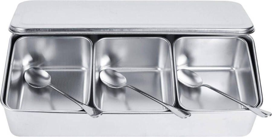 Kruidenpotjes met 3 roosters 1 set roestvrijstalen kruidenboxen drie roosternetten 135 x 107 x 56 mm kruidencontainerset met lepeldeksel voor kruiden paperclips