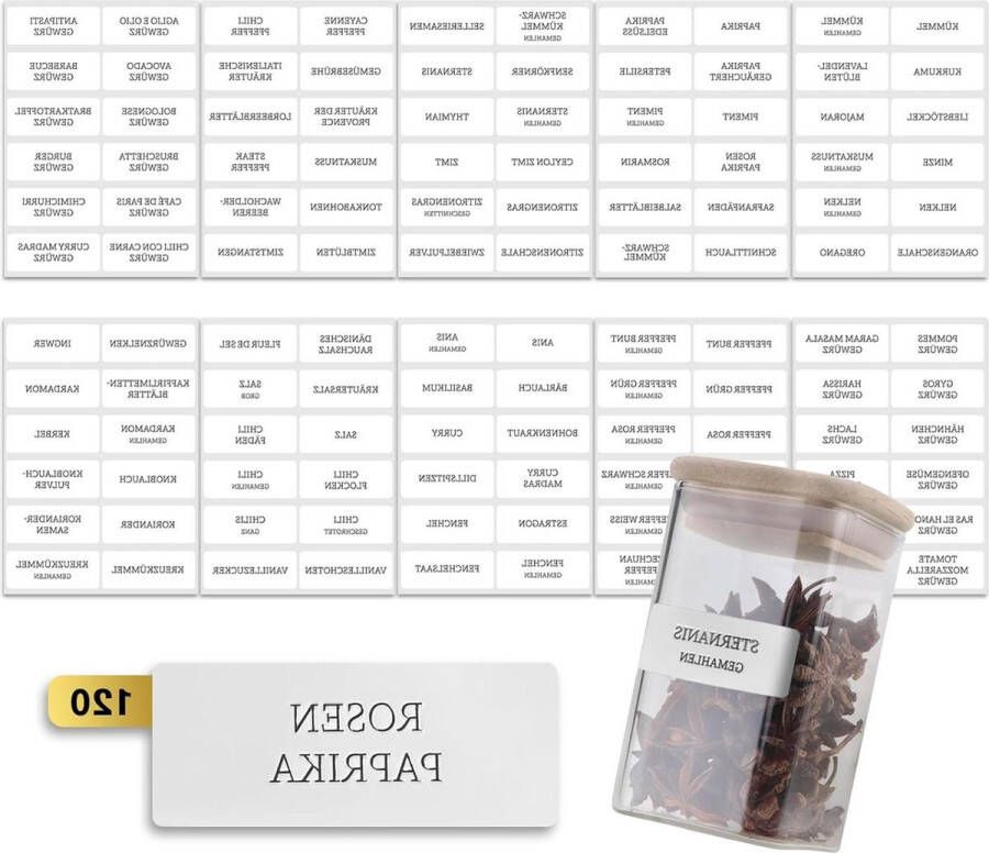 Kruidenpotjes met Stickers waterdicht zelfklevend etiketten vierkant wit 120 stuks Celeko Kruidenetiketten Kruidenpotjes met Stickers