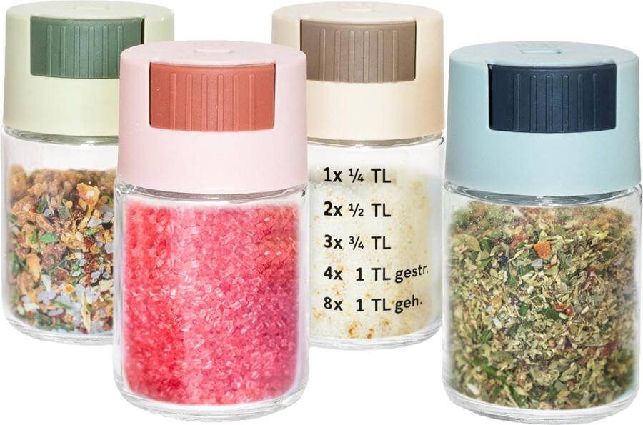 Kruidenpotjes set van glas kleurrijk 120 ml kruidenstrooier met doseerder nauwkeurige 0 5 g dosering zoutvaatje specerijen suikerstrooier ideaal voor camping en keuken