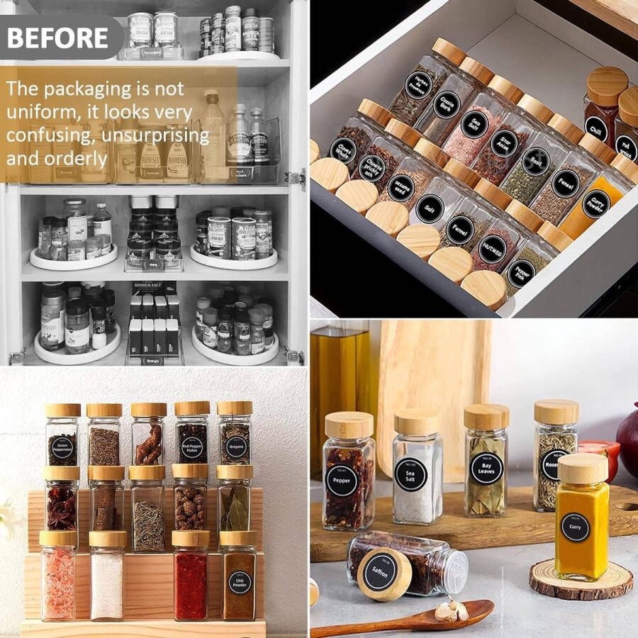 Kruidenpotjes van glas en hout 24 stuks 120ml kruidenpotjes set kruidenpotjes set voor keukenopslag met kruidenlabels shaker trechter borstel