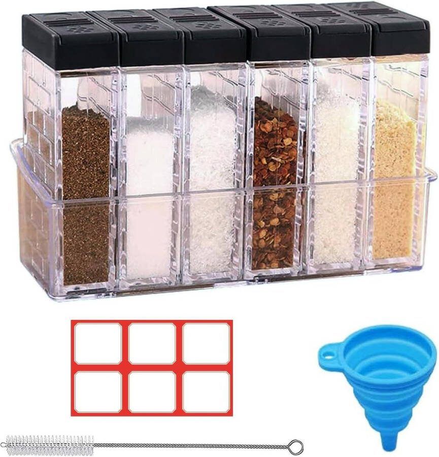 Kruidenpotjes voor camping 6 stuks kruidenpotjes bewaardoos met dienblad voor reizen thuis keuken XLH2024 Kruidenpotjes