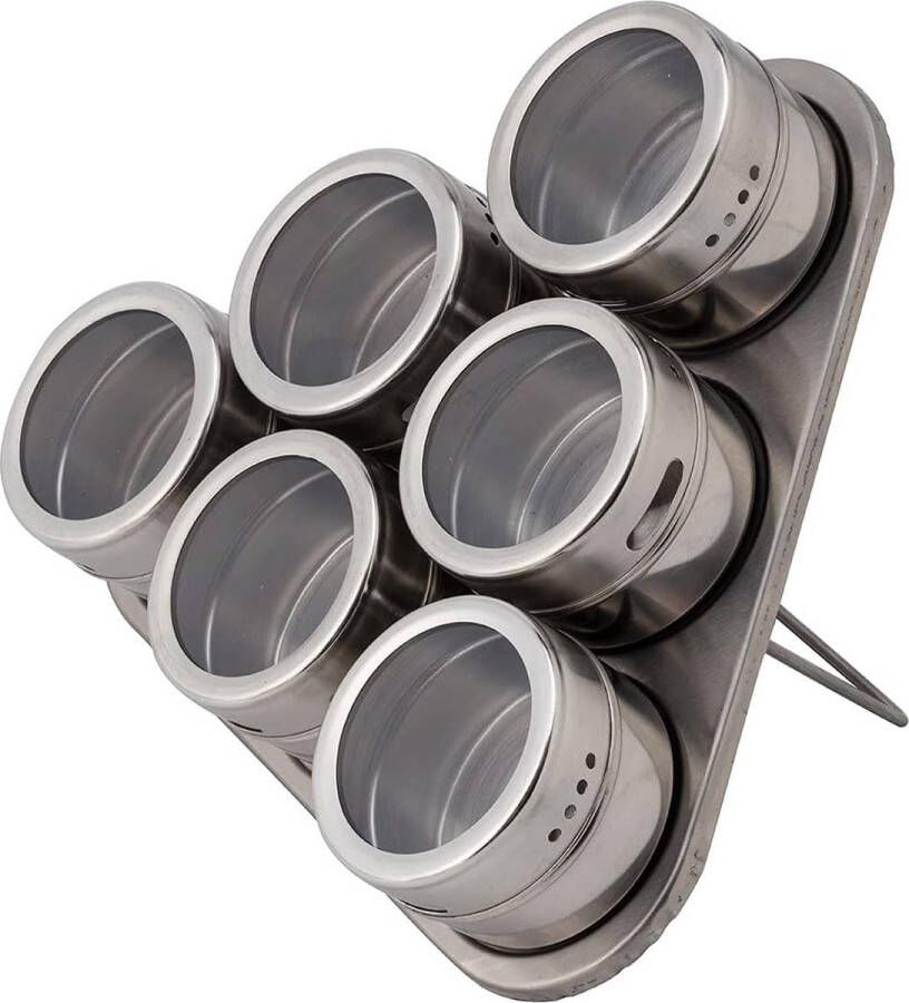 Kruidenrek kruidenpotjes set van 6 stuks roestvrij staal glas magnetisch kruidenbakje magnetische kruidenstrooier kruidenpotjes met aromadeksel magnetisch roestvrijstalen
