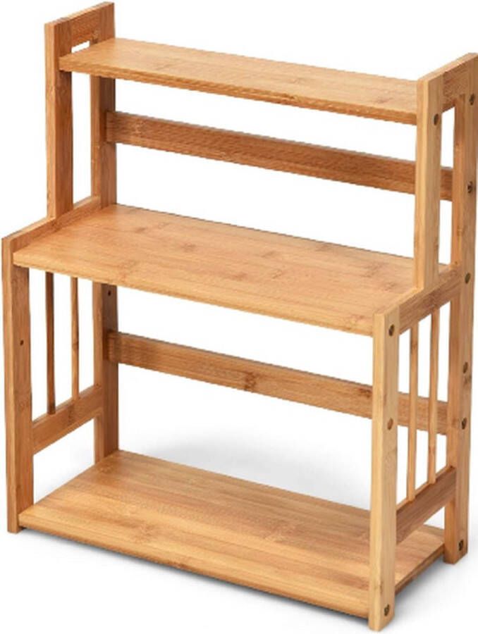 Kruidenrek met 3 niveaus met een in hoogte verstelbare plank keukenhoekrek van bamboe keukenrek bureaurek ideaal voor keuken badkamer of werkkamer