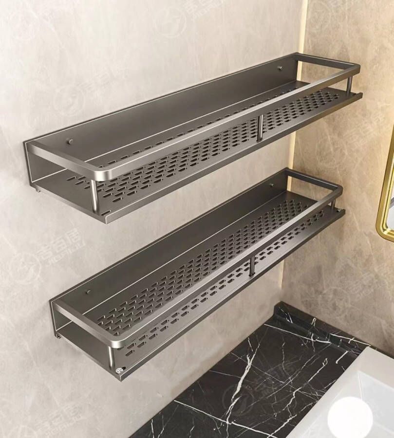 Kruidenrek muur van aluminium keukenplank zonder boren kruidenrek hangende zelfklevende keukenorganizer 30 cm grijs