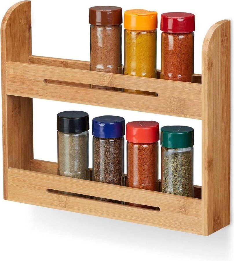 Kruidenrek van bamboe Staand kruidenrek voor in de keuken H x B x D 26 x 31 x 6 cm Naturel