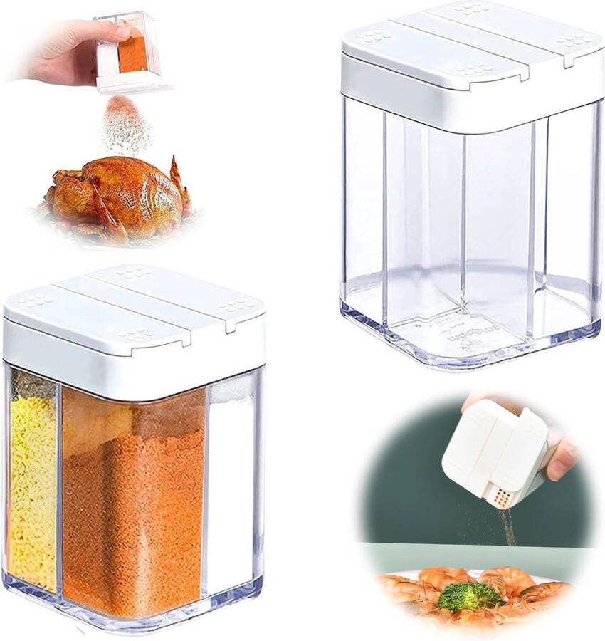Kruidenstrooier 4-in-1 kruidenstrooier camping kruidenbox reizen kruidstrooier kruidenpotjes transparante kruidenpotjes met deksel peperstrooier voor reizen thuis keuken koken steak BBQ