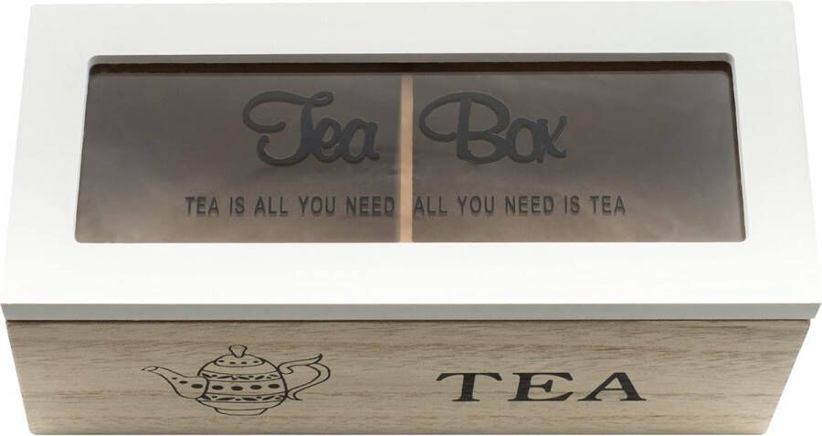 Kruidentheedoos van hout voor theezakjes en infusies met 2 theedozen doos voor 18 x 8 x 7 cm