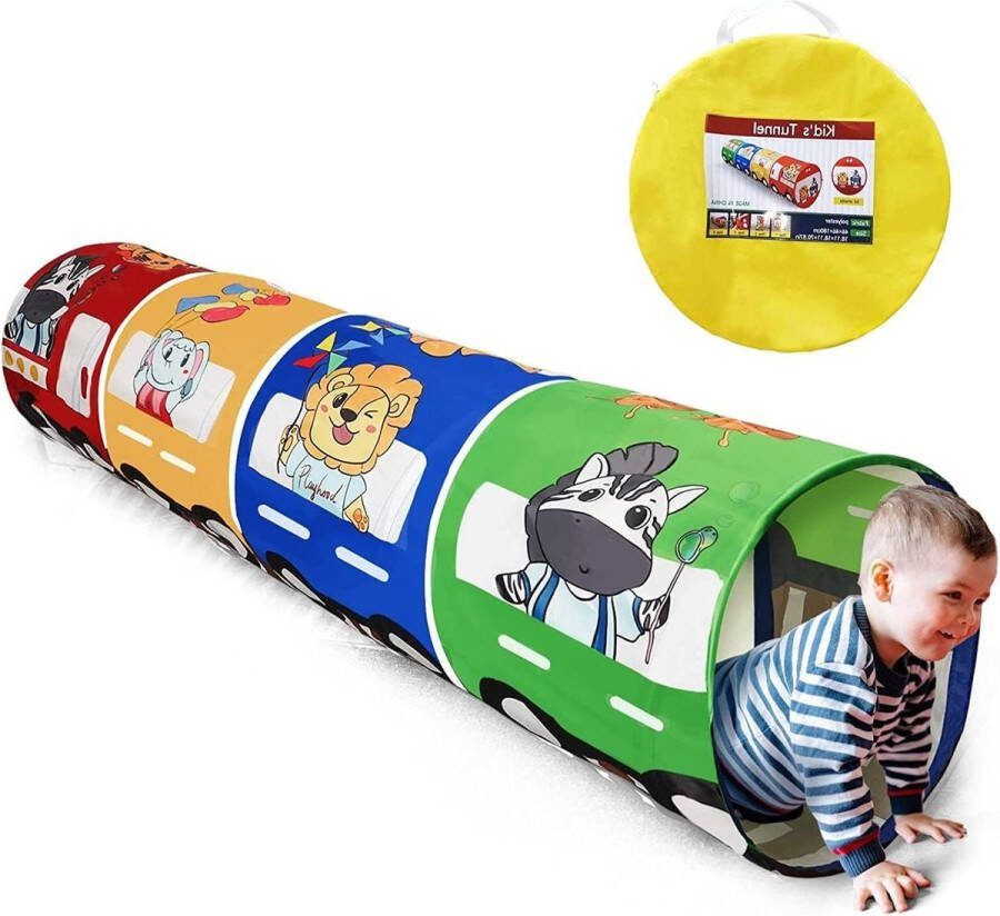Kruiptunnel Kleurrijk pop-up speelgoed tunnel voor kinderen en huisdieren XL 180 x 46 cm Kruiptunnel