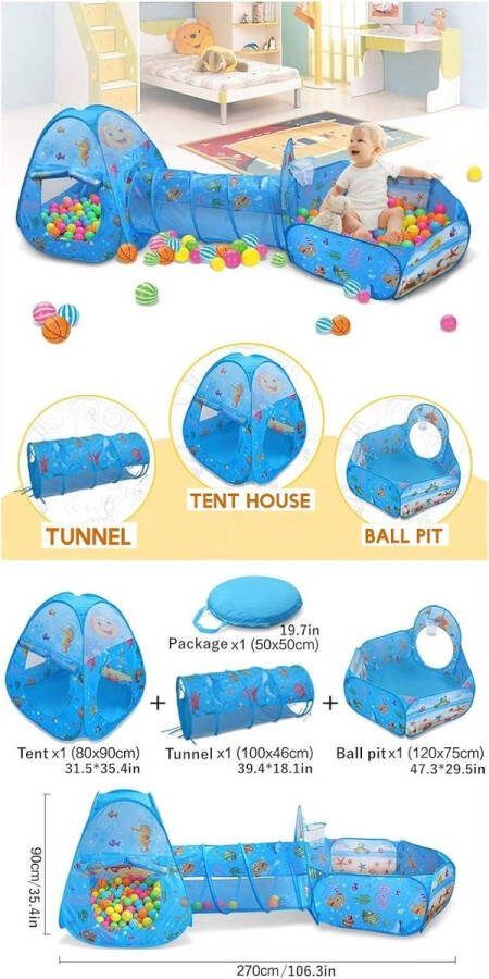Kruiptunnel speeltent en tunnel ballenbad buitenspeelhuis voor kinderen balspeltunnel voor peuters Kruiptunnel