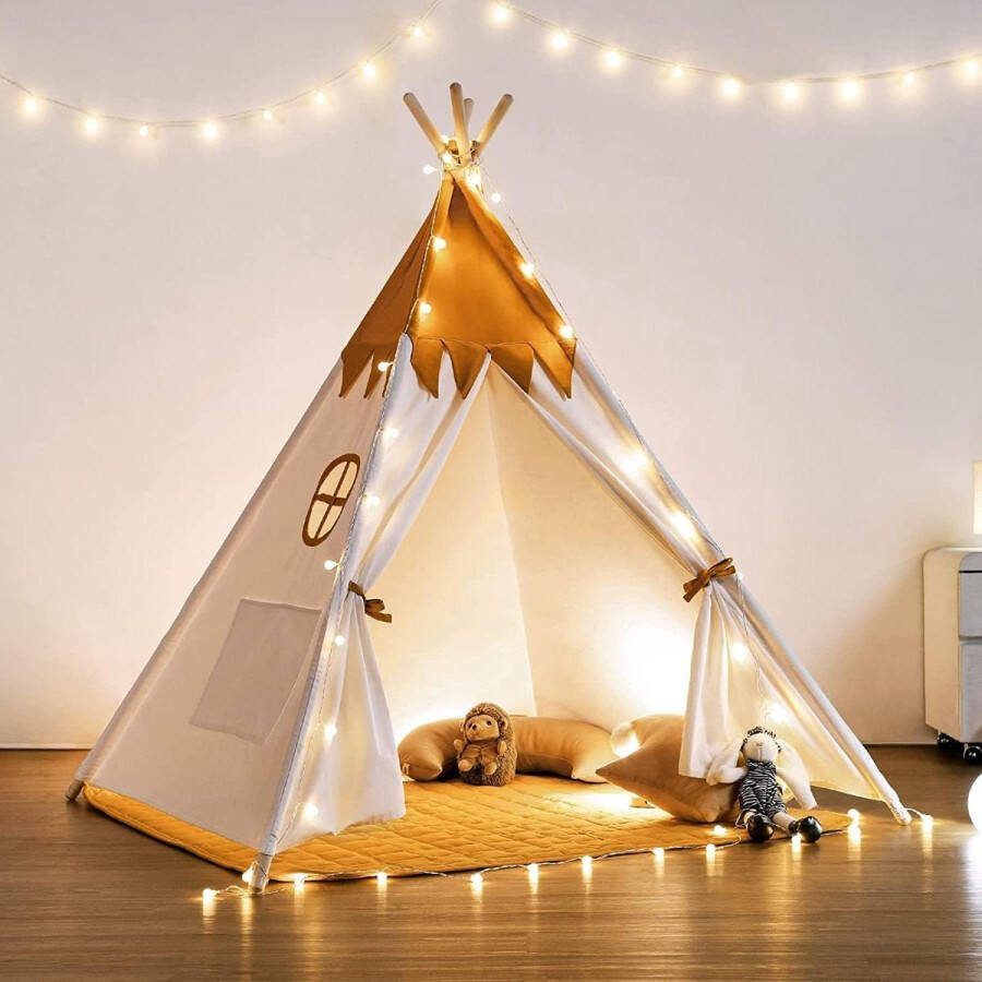 Kruiptunnel Tipi-tent kinderen katoenen kindertent outdoor met deken en lichtketting kamer speeltent Kruiptunnel