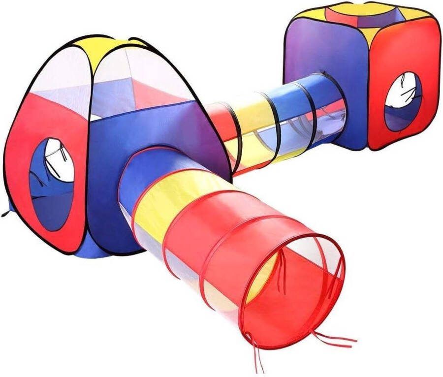 Kruiptunnel voor kinderen Pop Up Tent 4 in 1 Speelhuis Kruip Tunnel Ball Pit Indoor Outdoor Speeltuin met Opbergtas Jongens Meisjes Baby's Peuters Kinderen Geschenken Tipi Kruiptunnel