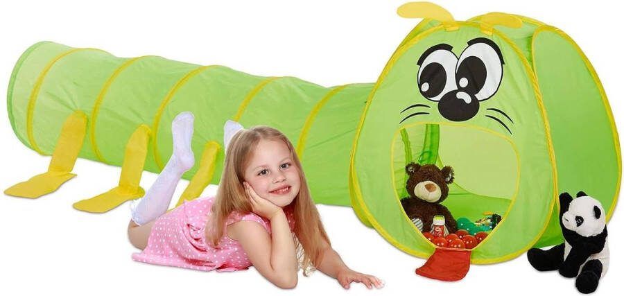 Kruiptunnel XXL speeltent met kindertunnel duizendpoot speeltunnel groen voor binnen en buiten