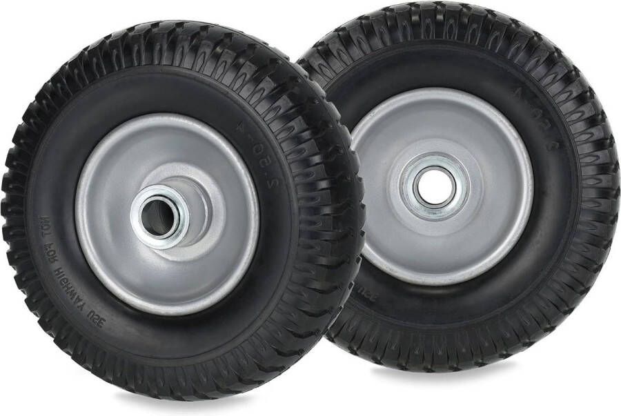 Kruiwagenwiel 2.50-4 Set van 2 Massief Rubber Stalen Velg Reservewiel 80 kg Zwart Grijs Kruiwagen