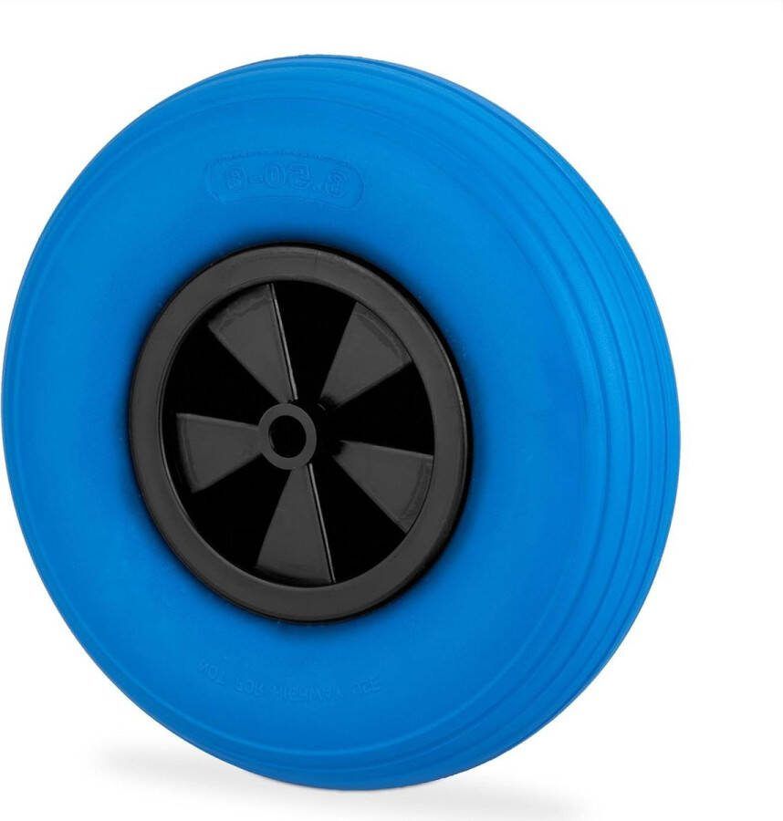 Kruiwagenwiel 3.50-6 massief rubber kunststof velg reservewiel antilek tot 100 kg blauw zwart Kruiwagen