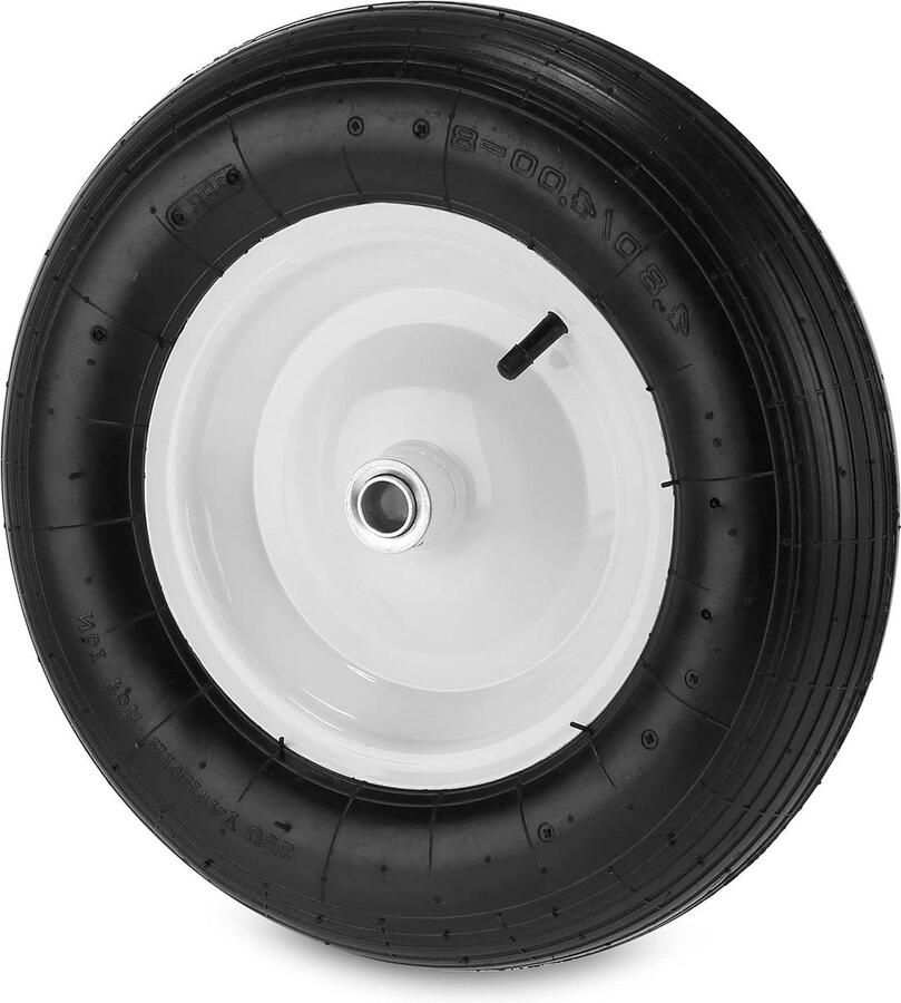 Kruiwagenwiel 4.80 4.00-8 met luchtband en stalen velg Reserveband zwart wit Kruiwagen