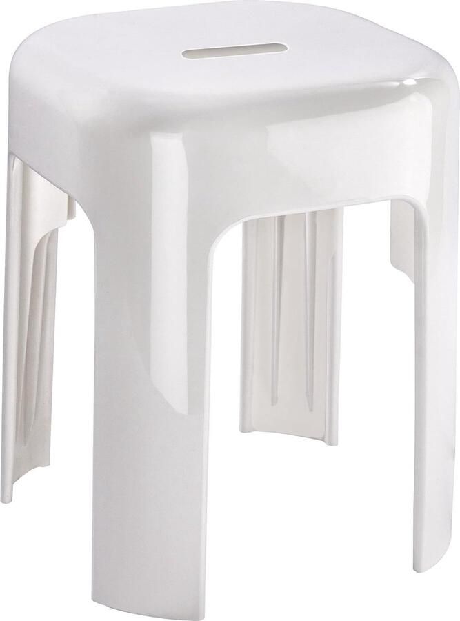 Kruk Alaska een Stevige Kunststof Badkruk Kan tot 250 kg Dragen een Douchekruk een Hoogwaardig Badzitje met Anti-slip Voeten 37 x 45 5 x 37 cm Wit