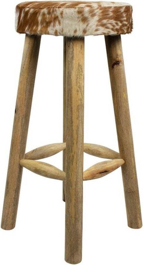 Kruk Koeienhuid Bruin Leder Bont 35x35x75cm Mars & More