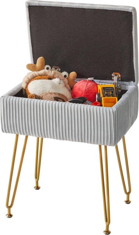 Kruk make-upkruk Ottoman van fluweel gevoerde kruk met opbergdoos blauwgrijs HBD024G