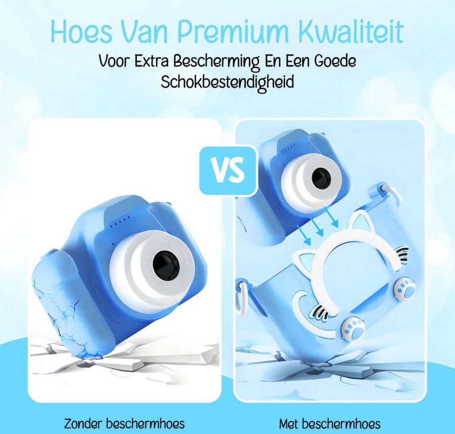 Kruzzel full HD digitale camera voor kinderen Met meegeleverde mini SD kaart kinder camera Blauw foto toestel voor kinderen
