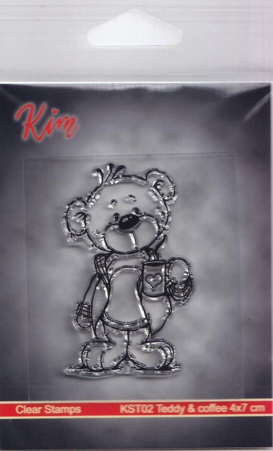 KST02 Hobby Holland stempel Teddy & Coffee time Kim design clear stamp beer kop koffie cozy bear mok met hartje