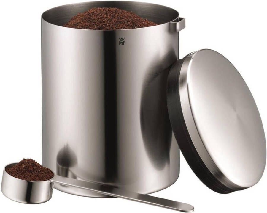 Kult thee- koffieblik voor 500 g roestvrijstalen doos met maatlepel Cromargan roestvrij staal gematteerd voor koffiepoeder en koffiebonen vaat