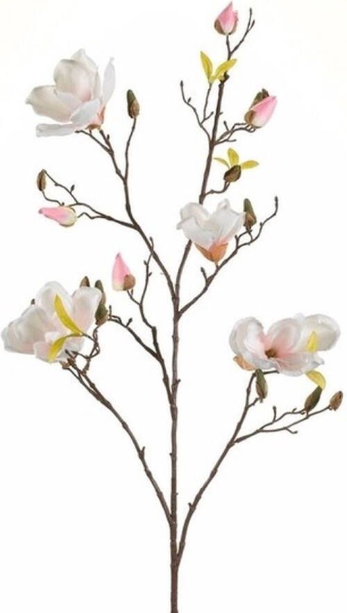 Merkloos Creme roze Magnolia kunstbloem 105 cm Kunstbloemen