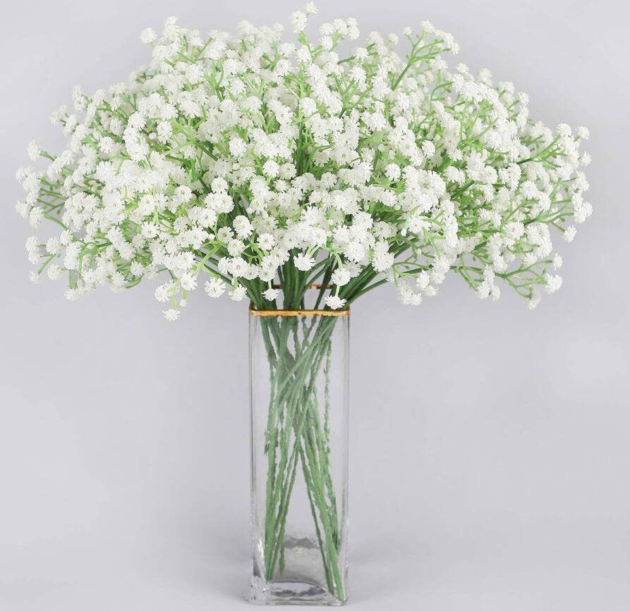 Kunstbloem Real Touch Gypsophila 24Pc Fake Babybreath Zijden Bloem Wit voor Bruiloft Feest Bruids Kantoordecoratie