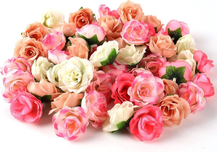 Kunstbloemen 80 stuks rozen nepbloemen decoratief voor bruiloft DIY feestelijk 4 kleuren
