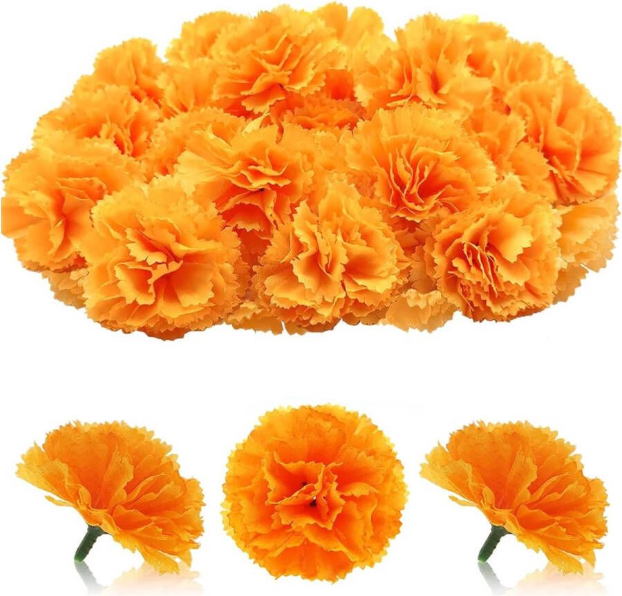 Kunstbloemen anjer 30 stuks droogbloemen decoratief zijdemateriaal blijven lang mooi makkelijk in het onderhoud goed voor feestjes interieurstijlen of bruiloften (oranje)