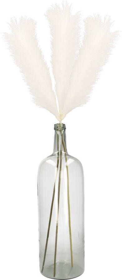 Merkloos Kunstbloemen bloemstuk pluimen boeket in vaas warm wit 104 cm hoog Kunsttakken