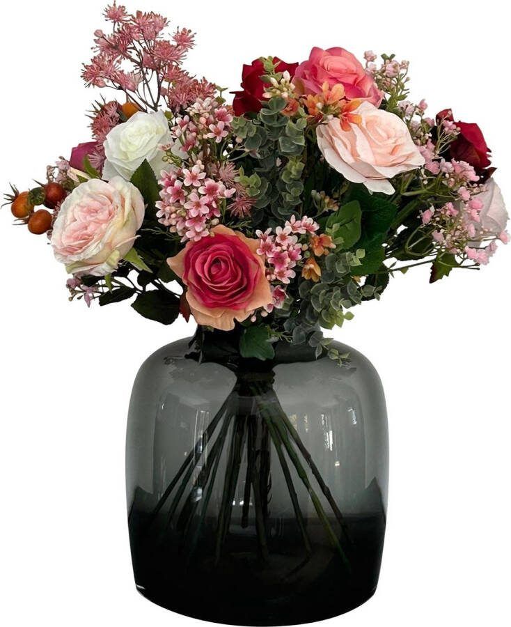 Kunstbloemen Bouquet M Flame Roses 45 cm