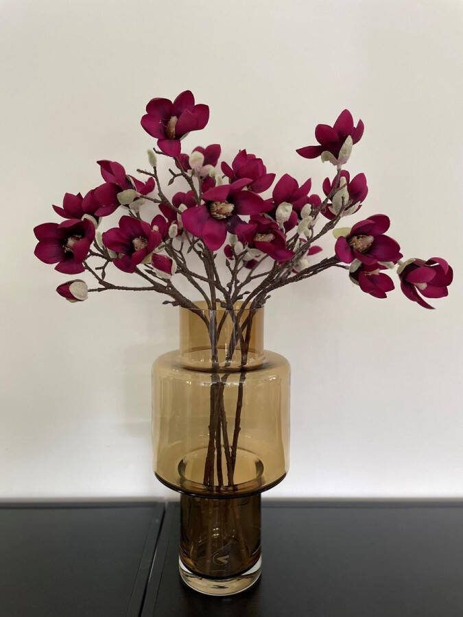 Kunstbloemen Magnolia bloem Paars x8 -65cm