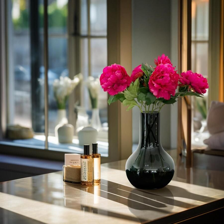 Kunstbloemen Solo Dark Pink Peonies x 5 65cm